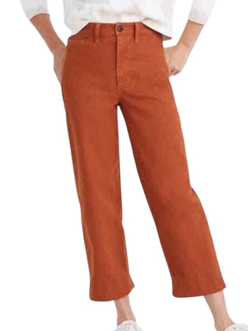 Madewell Slim Emmett Wide-Leg Cropped Pants, Burnt Orange, 27P